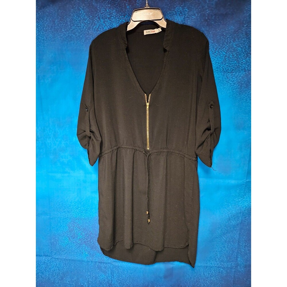 JUST FAB WOMEN'S SIZE MEDIUM ZIP UP/TIE DRESS OR  SWIMSUIT COVER